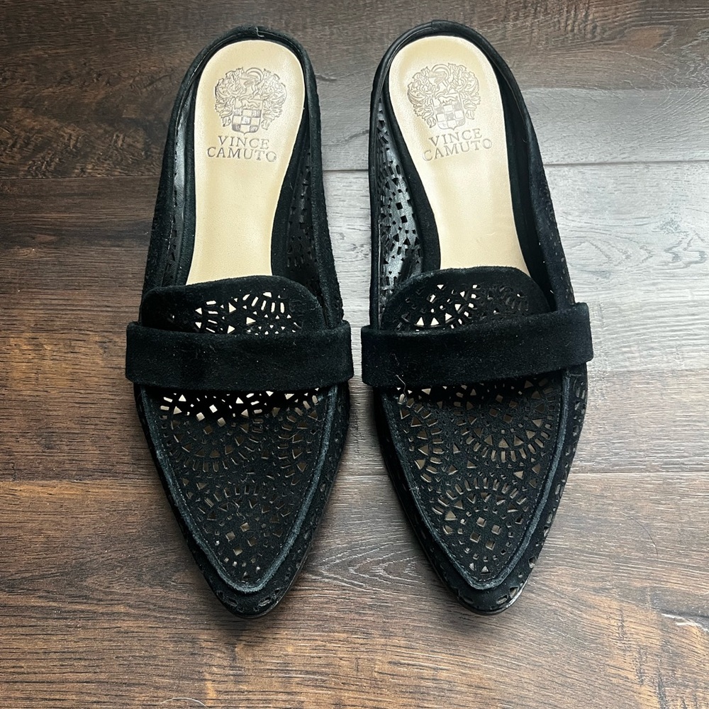 Vince Camuto Black Suede Slip ons